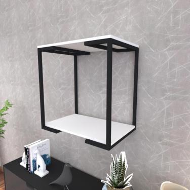 Imagem de Prateleira Industrial Suspensa Estante Parede Nicho Branco Cozinha Escritorio Sala Quarto Infantil