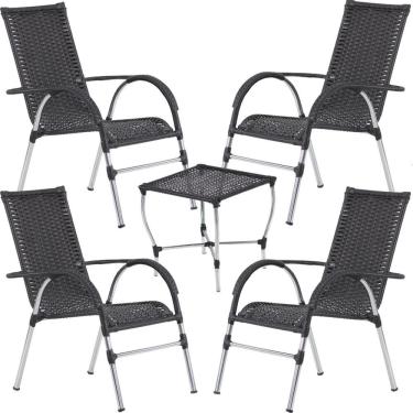 Imagem de Jogo 4 Cadeiras E Mesa Vênus Area Externa - Trama Preto