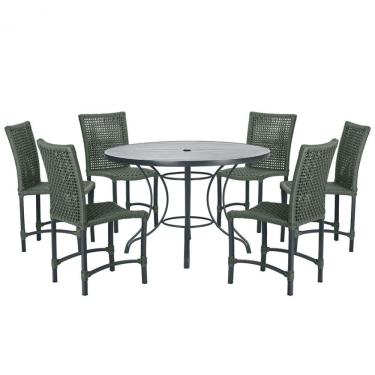 Imagem de Mesa Ascoli 120 Cm Com 6 Cadeiras Cannes De Alumínio Trama Verde