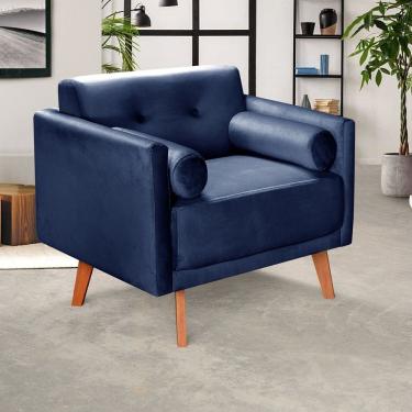 Imagem de Poltrona Moderna Decoração Sala, Varanda, Recepção Luma Azul Marinho