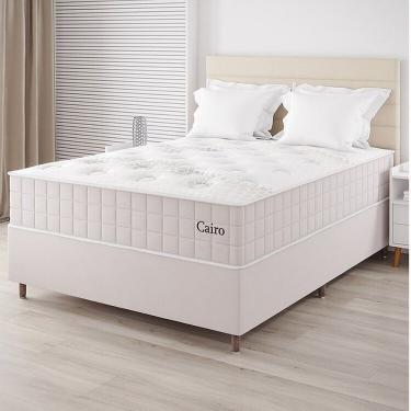 Imagem de Conjunto Colchão Mola Ensacada E Base Box Casal 67x138x188cm Cairo Yescasa Creme