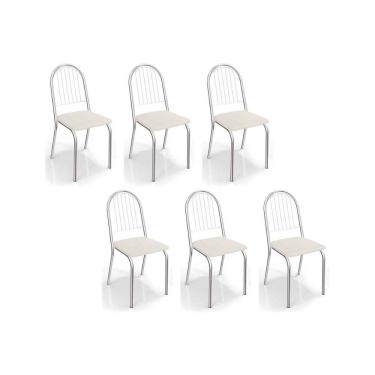 Imagem de Cadeira De Cozinha Noruega C077 Kit 6 Un Cromada Branco 106