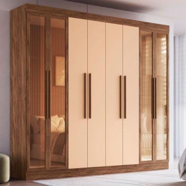 Imagem de Guarda Roupa Casal 100% Mdf Chicago 68500 8 Portas 4 Gavetas Castanho-nude