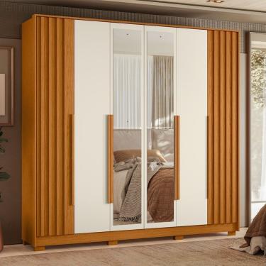 Imagem de Guarda Roupa Casal 06 Portas Com Espelho Deville Cinamomo-off White