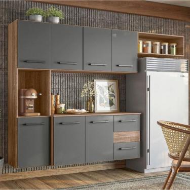 Imagem de Cozinha Suspensa Juliete 7 Portas 2 Gavetas Carvalho Rústico Chumbo Nicioli