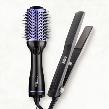 Imagem de Escova Secadora Taiff Easy 1200w + Prancha Taiff Clássica Preto Com Lilás 110v