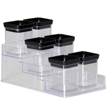 Imagem de Kit Porta Temperos Lumini Black Com 7 Peças