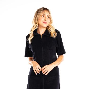 Imagem de Roupão Em Atoalhado Vairelli Super Confortável Brigite Cor Brigite Preto Tamanho G2