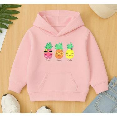 Imagem de Agasalho Blusa De Frio Canguru Feminino Infantil Estampa Frutas Fofas 