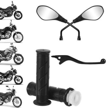 Imagem de Kit Manopla Retrovisor Manete De Freio Motos Honda Titan 125 150 160 -