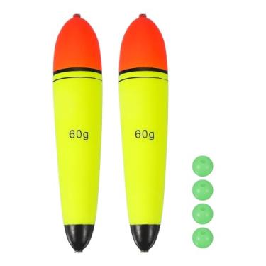 Imagem de YELARXI Boias deslizantes de pesca, boias de espuma EVA com contas de peixe, flutuação de 59,5 g, adequada para poleiro, carpa, rolhas, água salgada, água doce (pacote com 2, vermelho/amarelo)