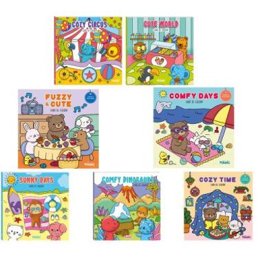 Imagem de Kit 7 Livros De Colorir Comfy E Cozy Tik Tok 168 Desenhos Grandes Folh