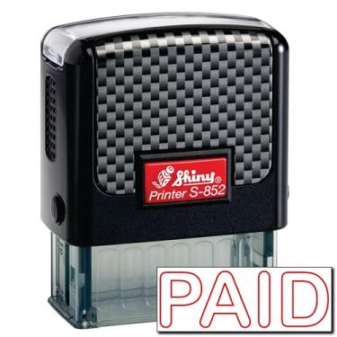 Imagem de Shiny Carimbo de borracha autotintado com carimbo pago, área de impressão de 1,27 cm x 3,5 cm, tinta vermelha, recarregável