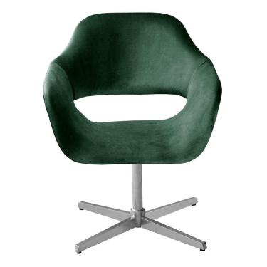 Imagem de Poltrona Zara Cadeira Giratória Pé Metal Decoração Sala Escritório