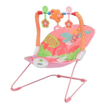 Imagem de Cadeira de Descanso e Balanço ZippyToys Rosa Infantil C/ Música Vibraç