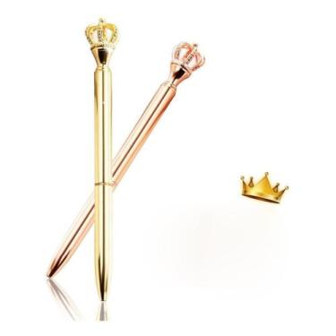 Imagem de 3x Caneta Coroa Esferográfica Diamante Luxousa De Metal - PL