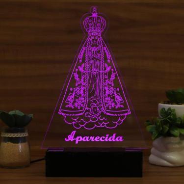 Imagem de Luminária Abajur Nossa Senhora Aparecida LED Rosa - Bold