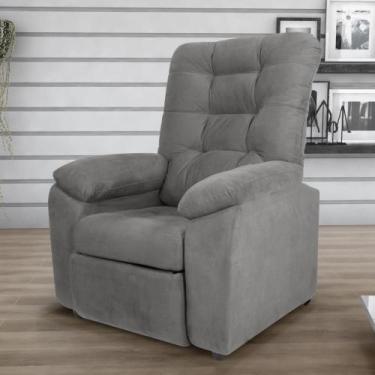 Imagem de Poltrona Reclinável Almofadada Luka Veludo Light Cinza - CASA H