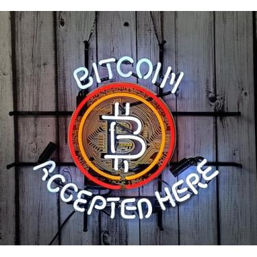 Imagem de MeiLi Placa De Neon Bitcoin, Tubo Vidro Artesanal, Cerveja, Aceita Aqui, Placas Alta Definição, Impressão Gráfica, Bar, Caverna, Pub, Loja, Restaurante, Decoração Parede, 24 X 20"