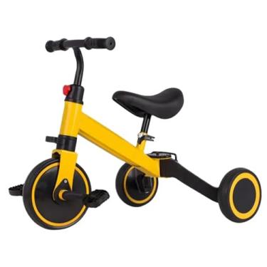 Imagem de Bicicleta Infantil 4 em 1, Triciclo e Bicicleta de Equilíbrio, Assento Ajustável 29-37 cm, até 30 kg (AMARELO)