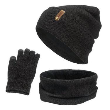 Imagem de Kit Gorro Touca + Cachecol Gola + Luva Touch Screen P/ Frio - Modas Fa