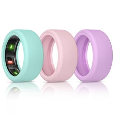 Imagem de BandSmith Capa de anel de silicone compatível com protetor de anel Oura, capa elástica para Oura Ring Gen 4/3 Working Out - Protegido por patente (rosa + roxo + azul-petróleo, P para 678910)
