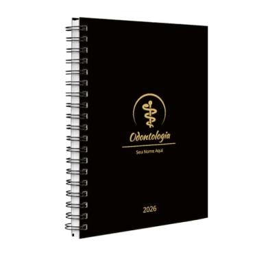Imagem de Agenda 2026 Planner Semanal Personalizada Profissões Preto Ouro Odontologia