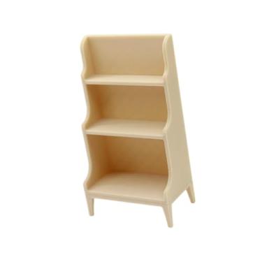 Imagem de Esquirla Prateleira de armazenamento para casa de bonecas, armário de exposição, mini escala 1:12, decoração para casa de bonecas, móveis para de bonecas, Cor de Madeira