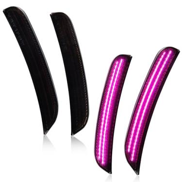 Imagem de Gempro Luzes de LED laterais compatíveis com Dodge Charger LD 2015-2023, para-choques dianteiros e traseiros, lâmpadas de sinalização de estacionamento, lente fumê, 4 peças (rosa)