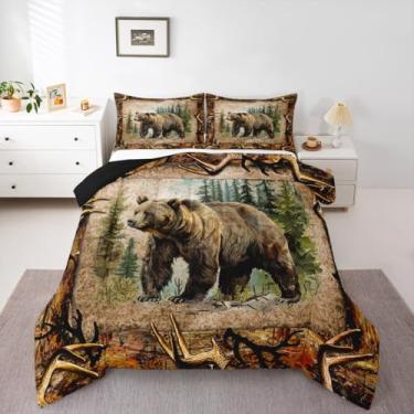 Imagem de Feelyou Conjunto de edredom geométrico para crianças, meninos, meninas, tamanho Queen, arte abstrata, listras, moderno, conjunto de edredom com 3 peças