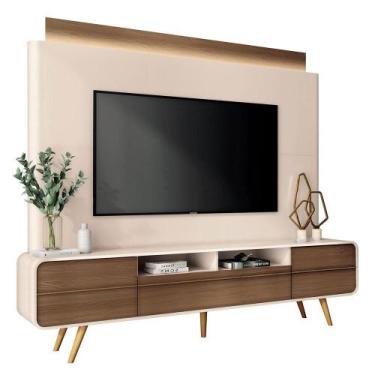Imagem de Estante Home Theater Nobre para TV até 85 - HB Móveis, Off White/Casta