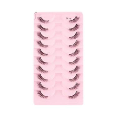 Imagem de Cílios Postiços Naturais Longos E Fluffy 3D Mink Cat Eye 10 Pares Feit