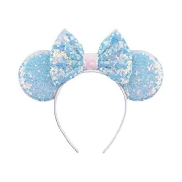 Imagem de Tiara De Orelhas De Rato Com Lantejoulas E Laço Para Meninas Com Pérol