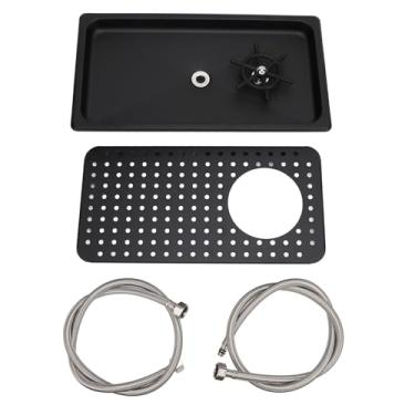 Imagem de Aramox Arruela de Copo Rinser de Vidro, Bandeja de Drenagem de Aço Inoxidável, Ferramenta de Lavagem de Alta Pressão Com 2 Mangueira, para Hotel Cafe Bar Restaurante Tea Família Uso