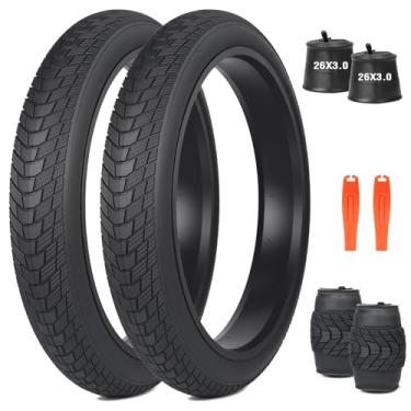 Imagem de MEGHNA Fat Bike Tire 66.0 cm Pneu de bicicleta elétrica Fat Tire 66 x 7,6 cm (75-559) Heavy Duty Knobby Antiderrapante Dobrável Pneu Todo Terreno para E-Bike Snow Bike Kids Bike, 2 conjuntos de 66 cm