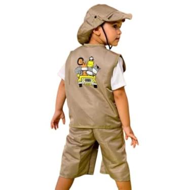 Imagem de Fantasia Conjunto Infantil Safari, Colete e Bermuda Caqui, Chapéu Explorador, 1 ano