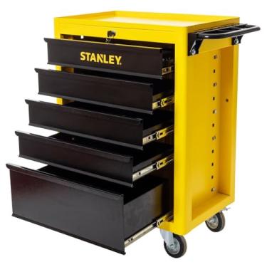 Imagem de Stanley Carrinho Organizador de Ferramentas para Mecânico, Carro com 5 Gavetas em Aço Carbono, com Capacidade de Carga de 350 kg, Rodinhas Emborrachadas e Resistentes, Modelo STST98623LA