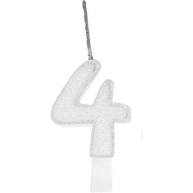 Imagem de Vela Para Aniversario N.04 Glitter Branca