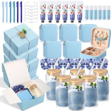 Imagem de LemonRoad 60 peças de prêmios de chá de bebê para convidados incluem caixa de presente, copo de vidro, caixa de joias, pulseiras com nó, canetas, creme para as mãos, protetor labial, presentes de chá