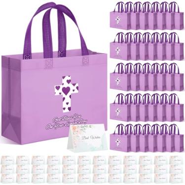 Imagem de SilTriangle 36 peças de sacos de presente de igreja religiosa cristã a granel, reutilizáveis, não tecidos, 25,4 x 20,3 cm, com alça para mulheres, aniversário, casamento, para doces bíblicos