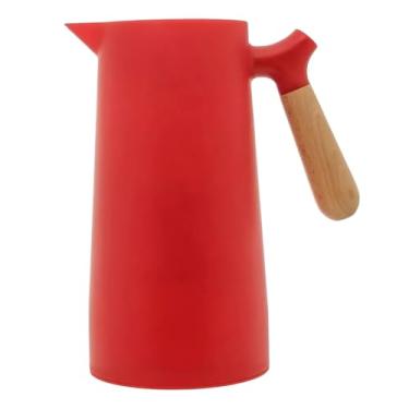 Imagem de Garrafa Térmica Café 1 Litro Jarra Água Cabo Madeira (Vermelho)
