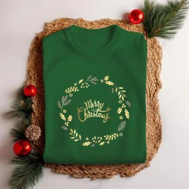 Imagem de Camiseta Unissex Natal Merry Christmas Guirlanda Festa Personalizada E