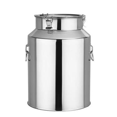 Imagem de Lata de leite de cozinha de aço inoxidável 304 jarro de leite/pote de água/barril de óleo com tampa selada de silicone para cozinha comercial restaurante hotel (24L)