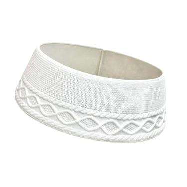 Imagem de Baoblaze Anel de árvore de Natal de malha de 71 cm, decoração de Natal, fácil de montar, leve, acessório de decoração para casa de férias, versátil e elástico, Branco