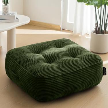 Imagem de Almofada de chão lavável de 20 cm para adultos, almofada de meditação, assento quadrado grande, capa de veludo cotelê tufado removível, para sala de estar ou ioga, 55 x 55 cm, lavável na máquina