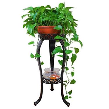 Imagem de FTOQWZXV Suporte de plantas, suporte de flores, retrô, prateleiras de metal, sala de estar, decoração interna e externa, varanda, 2 camadas, bandeja de flores, galpão, jardim, plaina, tênis