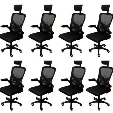 Imagem de Kit 8 Cadeiras Escritório Presidente Tela Mesh Bogotá - Espresso Móvei