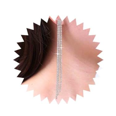 Imagem de Aneneiceera Brincos de pingente de cristal vintage, brincos de corrente de tênis de zircônia cúbica de ouro, brincos de strass com franja, brincos longos de borla de cristal, brincos de casamento para