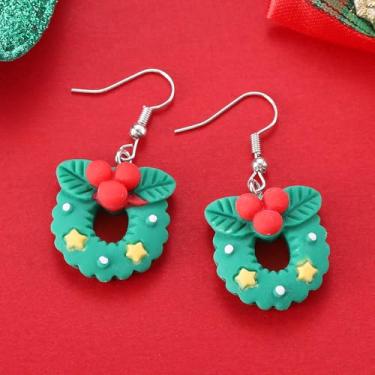 Imagem de Brincos de Natal para mulheres, Papai Noel, veado, brincos pendurados, roupas de Natal, acessórios de bijuteria, 2inch, Liga de aço, Sem pedra preciosa