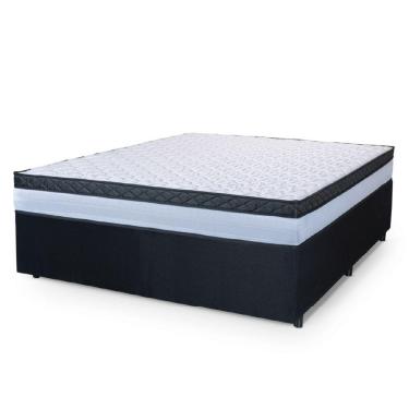 Imagem de Cama Box Casal Colchão Com Molas Ensacadas 138x188x60cm Dunas Branco/Preto Hellen